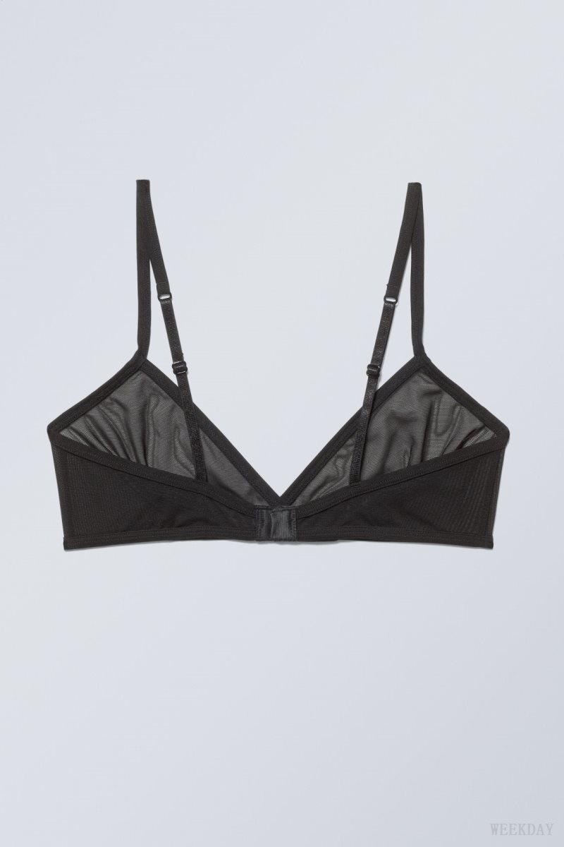 Weekday Bonnie Mesh Triangle Bralette Bralette Black | GXFD1193