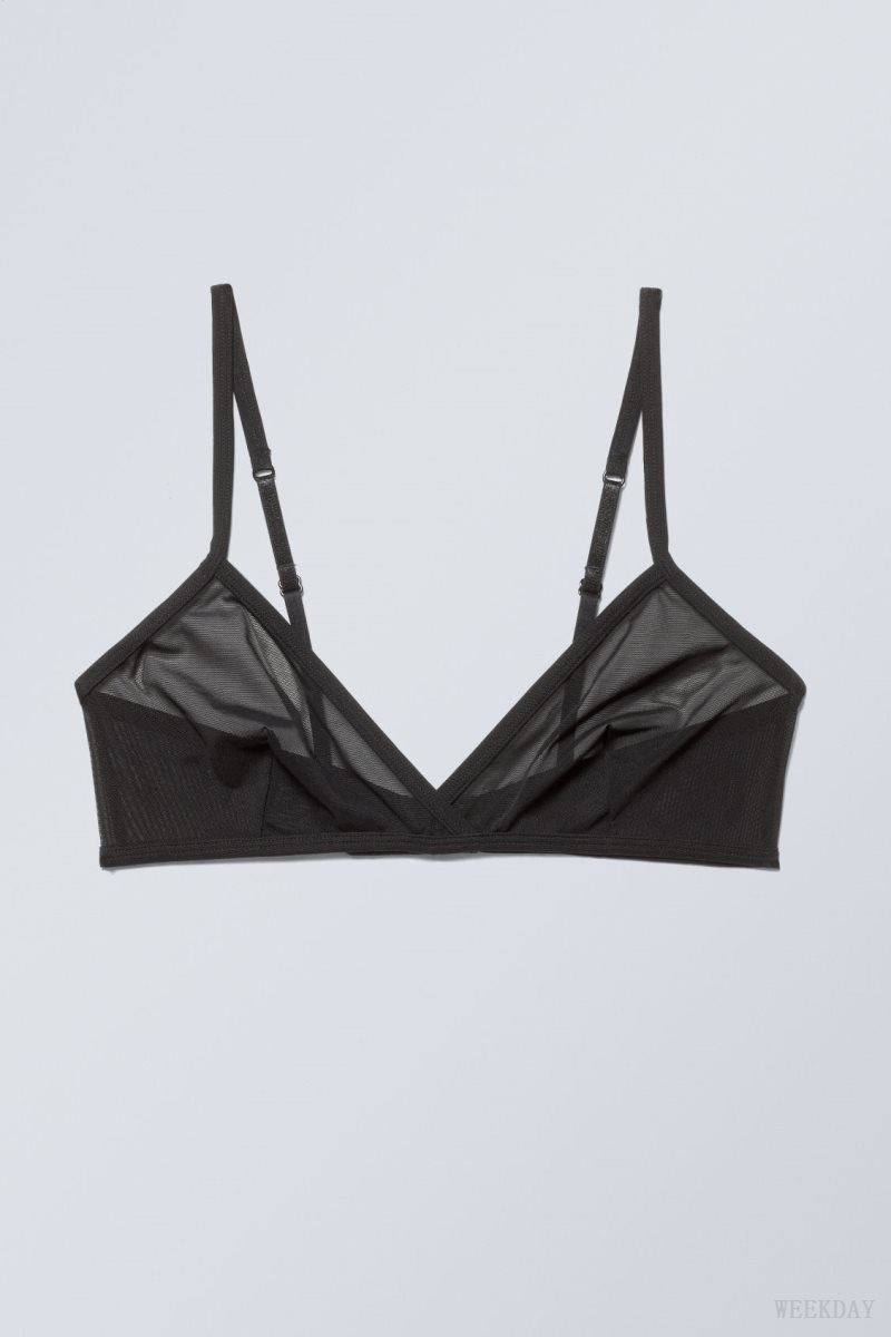 Weekday Bonnie Mesh Triangle Bralette Bralette Black | GXFD1193