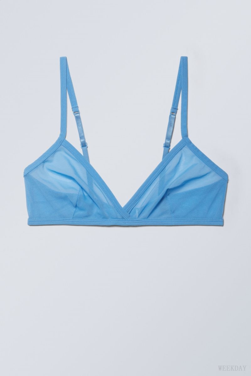 Weekday Bonnie Mesh Triangle Bralette Bralette Light Blue | XBEU5869