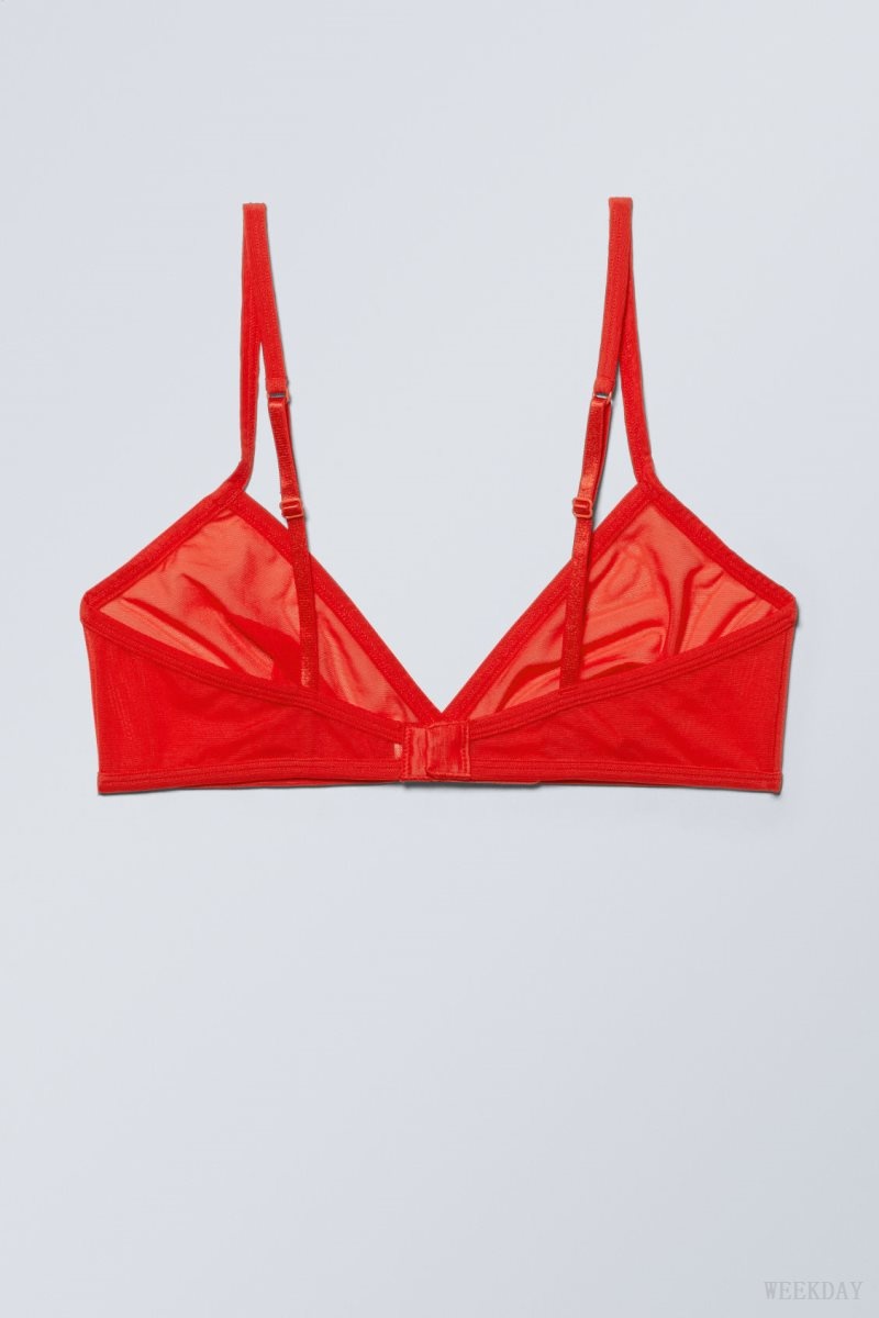 Weekday Bonnie Mesh Triangle Bralette Bralette Red | WYMZ9858