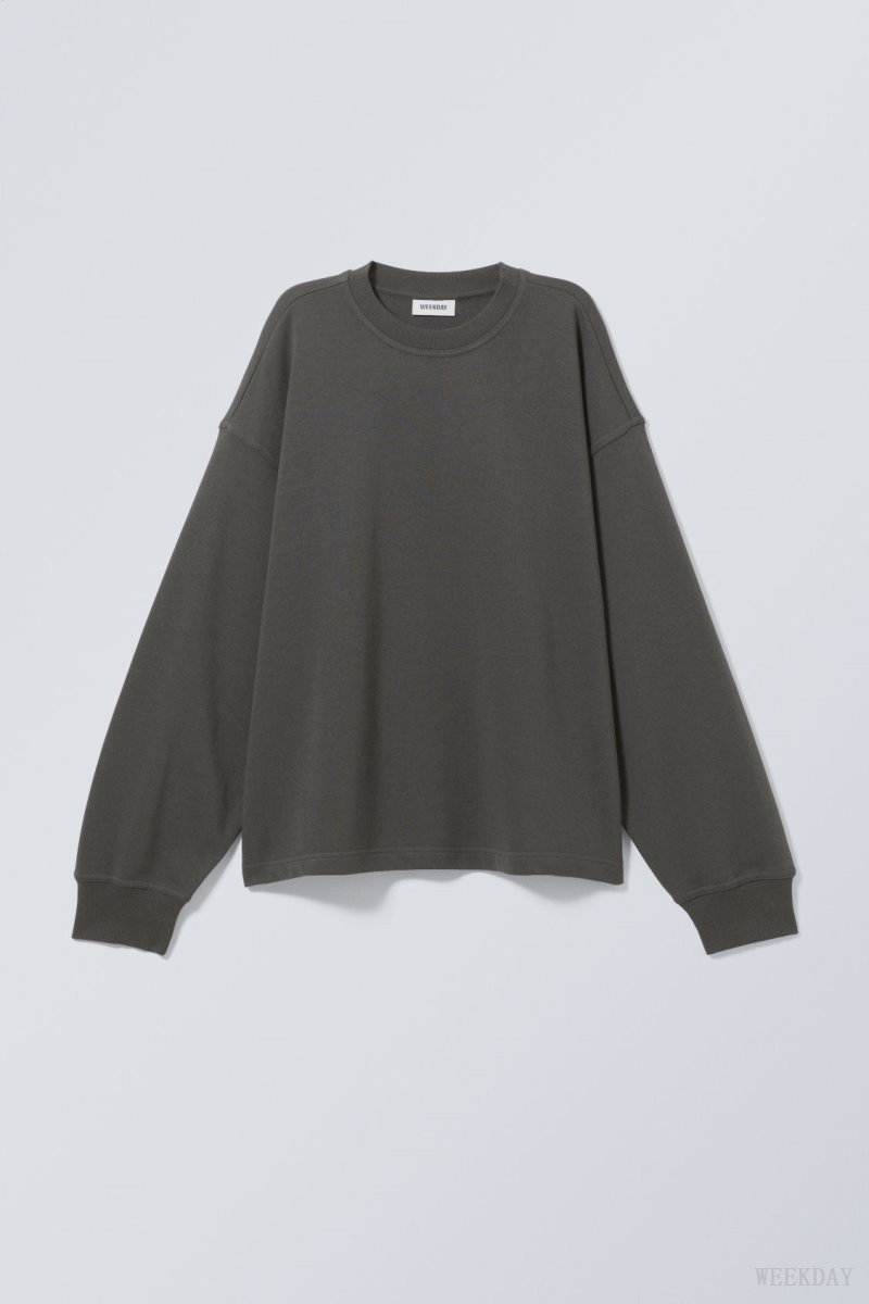 Weekday Boxy Crew Neck Sweatshirt Black | HVXH6330