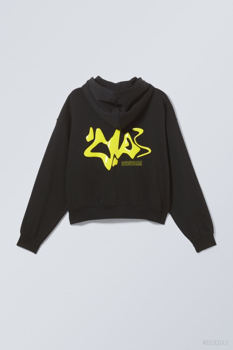 Weekday Boxy Graphic Zip Hoodie Liquid Dance | VUZF8829