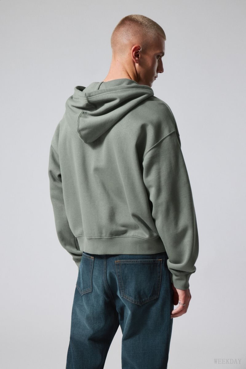 Weekday Boxy Midweight Zip Hoodie Grey | FEEN2294