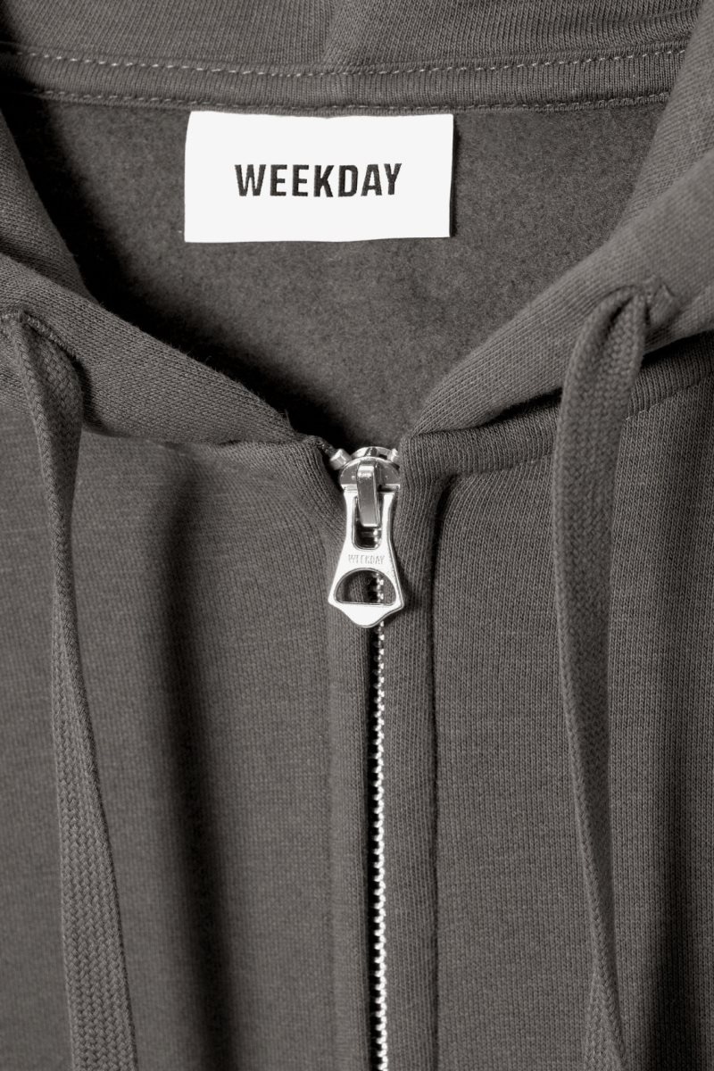 Weekday Boxy Midweight Zip Hoodie Grey | VCNP1738