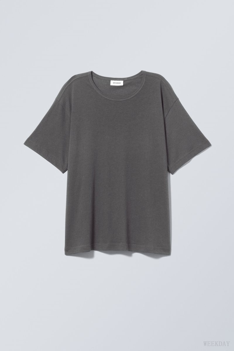 Weekday Boxy Relaxed T-shirt Dark Grey | BNOL2746