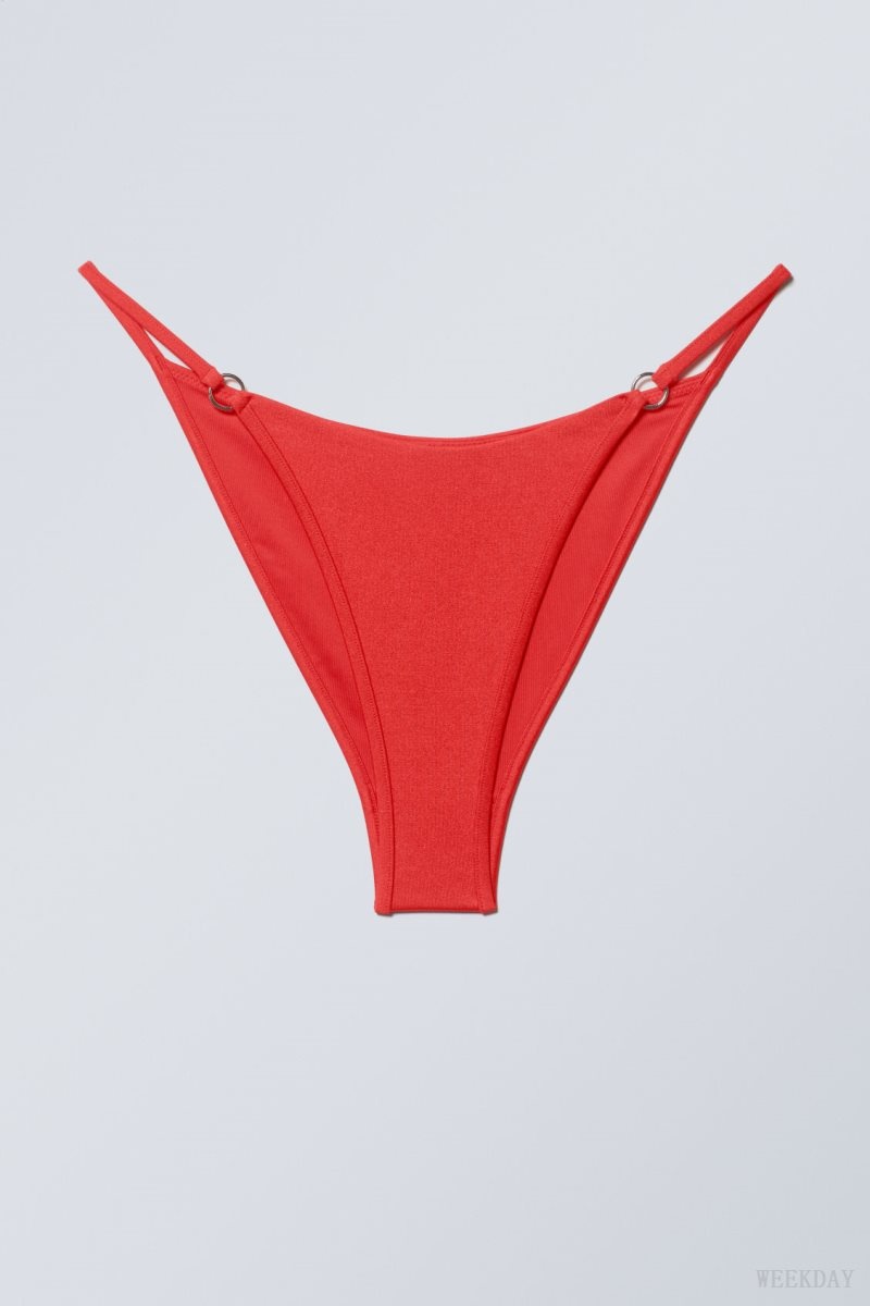 Weekday Brazilian Tanga Bikini Bottoms Red | AOSR6091