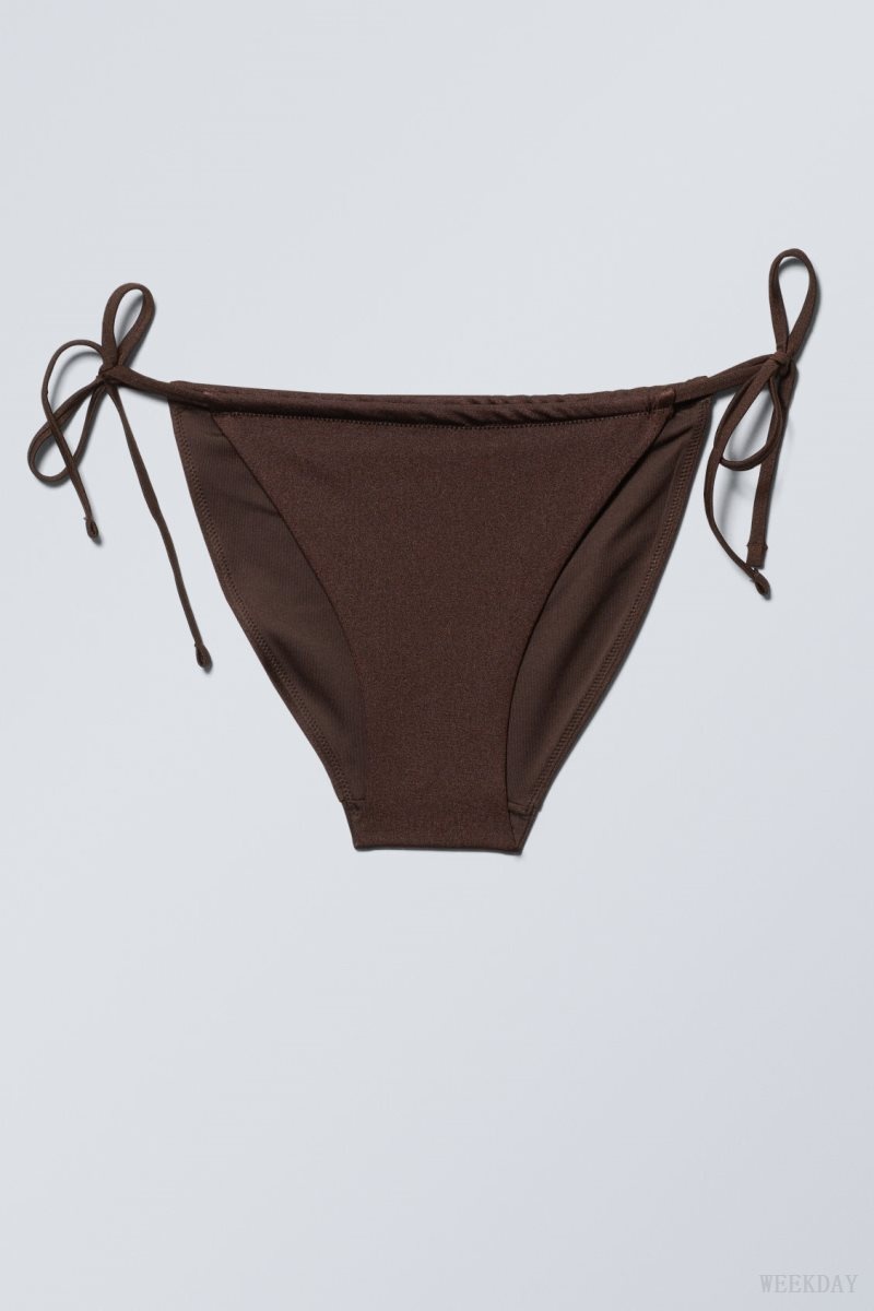 Weekday Breeze String Bikini Bottoms Dark Brown | KQXV6547