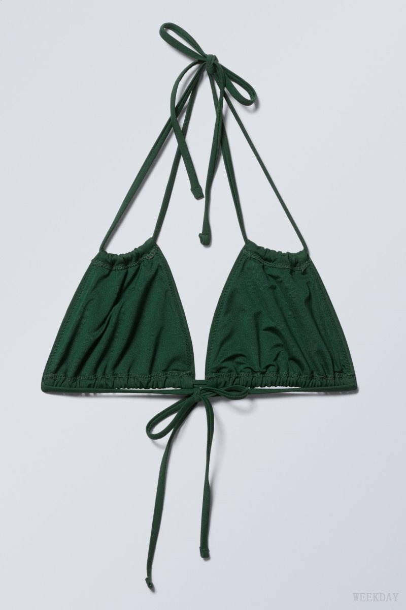 Weekday Breeze Tie Bikini Top Dark Green | QVLB0966