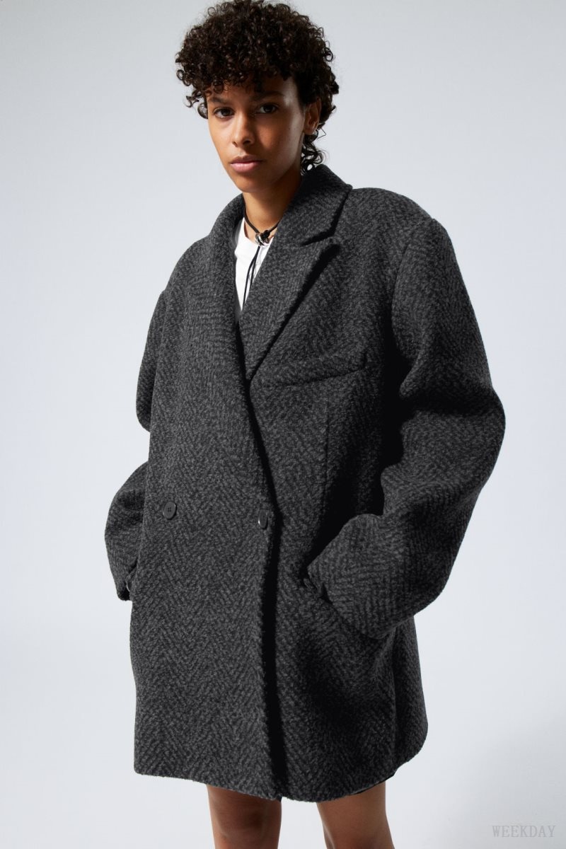 Weekday Carla Oversized Wool Blend Jacket Grey | QPPL8319