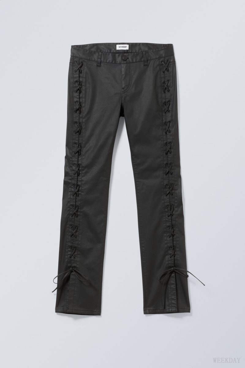 Weekday Cassidy Lace Up Trouser Black | YBOI4644