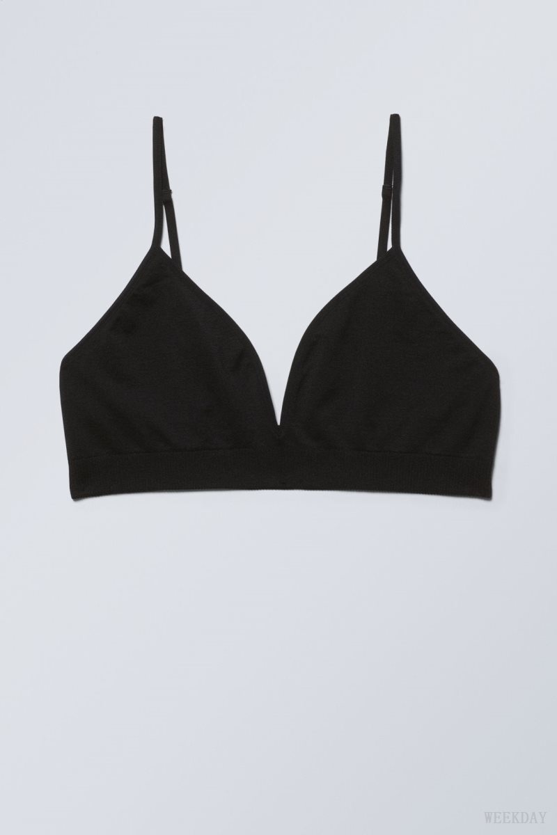 Weekday Cat Soft Triangle Bra Bra Black | BHMA4054