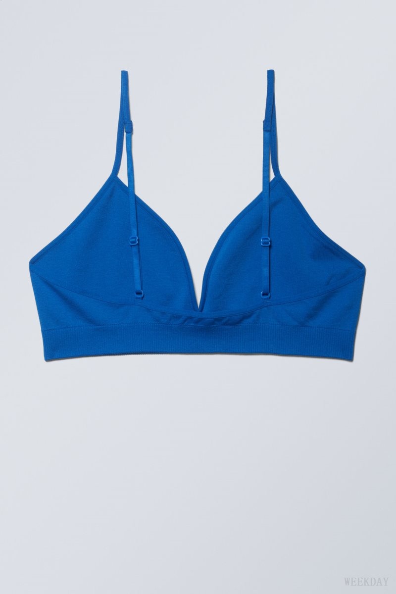 Weekday Cat Soft Triangle Bra Bra Blue | YVMJ9777