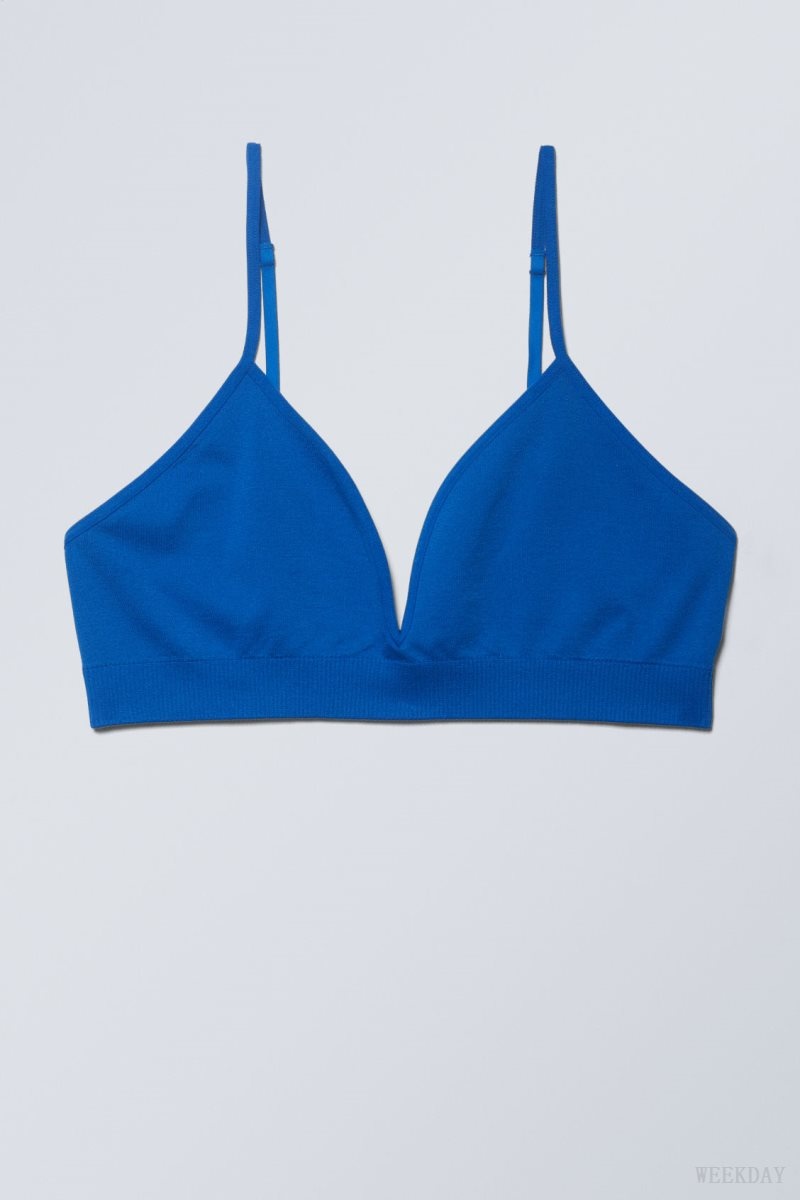 Weekday Cat Soft Triangle Bra Bra Blue | YVMJ9777