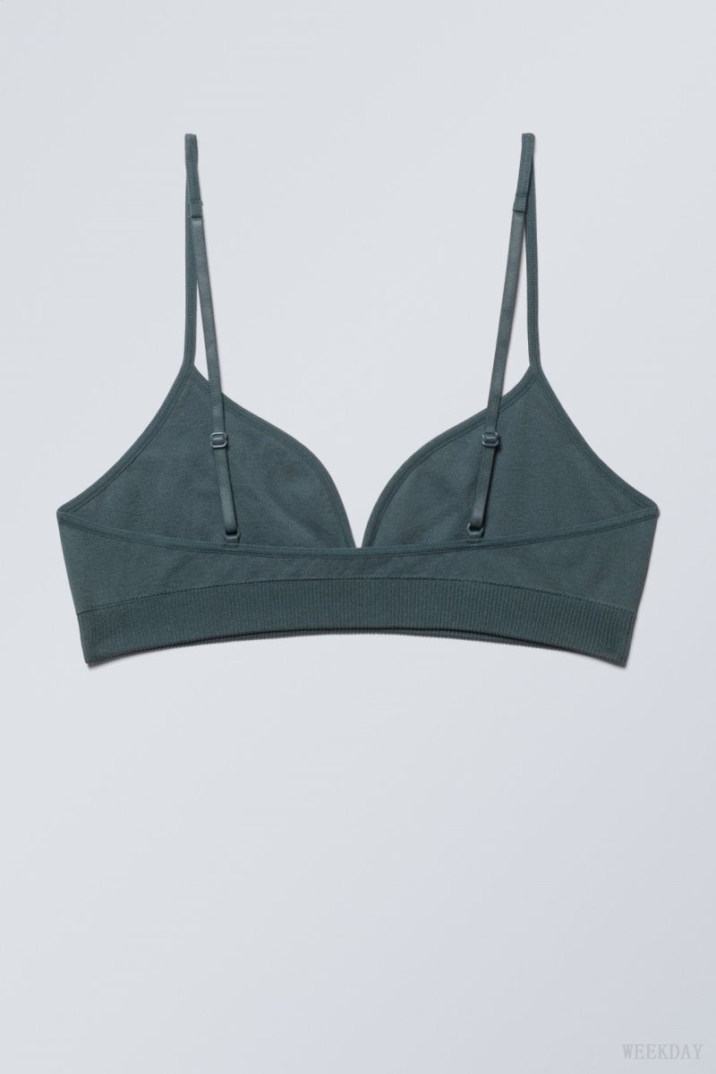 Weekday Cat Soft Triangle Bra Bra Dark Turquoise | GTAC9554