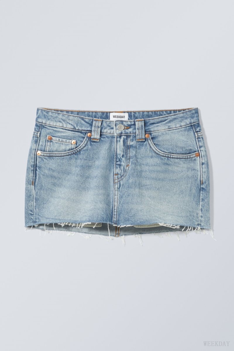 Weekday Ceinture Denim Mini Skirt Blue | VYWJ1407