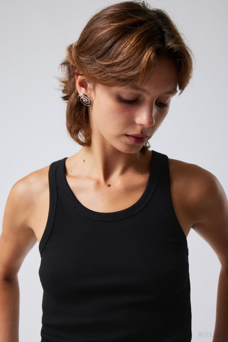 Weekday Close Fitted Tank Top Black | IZJQ4466