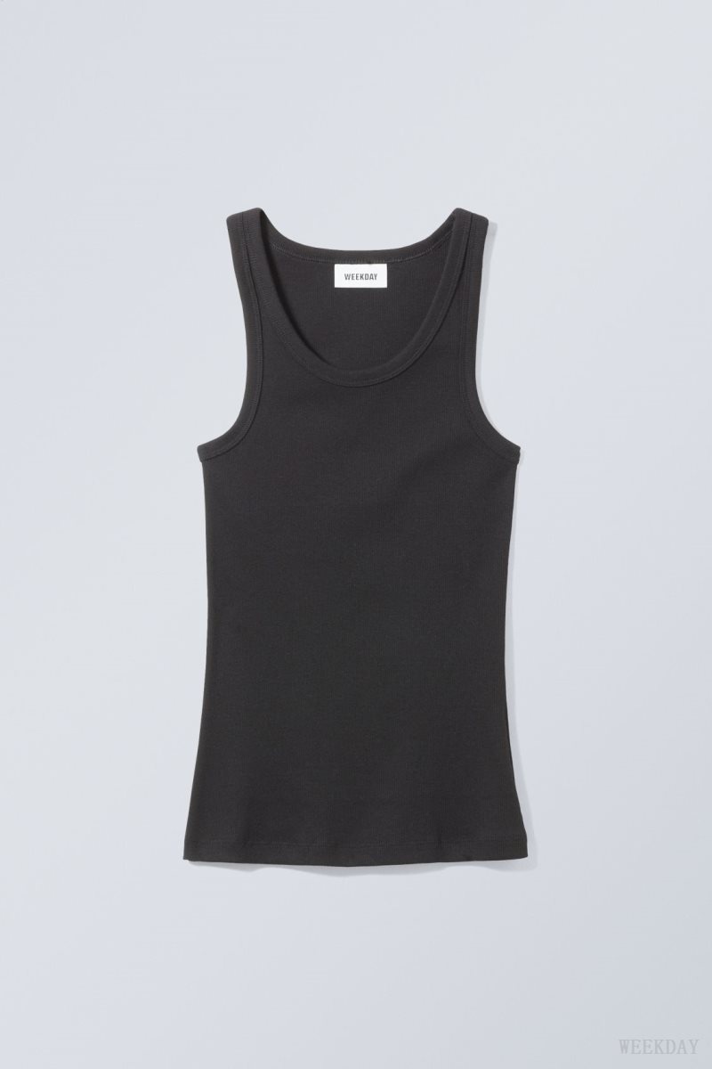 Weekday Close Fitted Tank Top Black | IZJQ4466