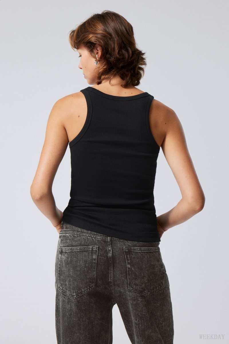 Weekday Close Fitted Tank Top Black | IZJQ4466