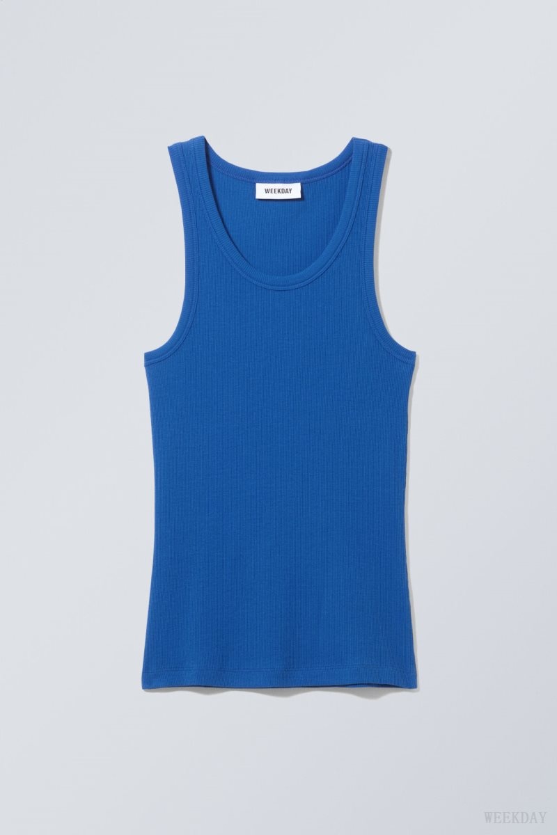 Weekday Close Fitted Tank Top Blue | ZUGF5615