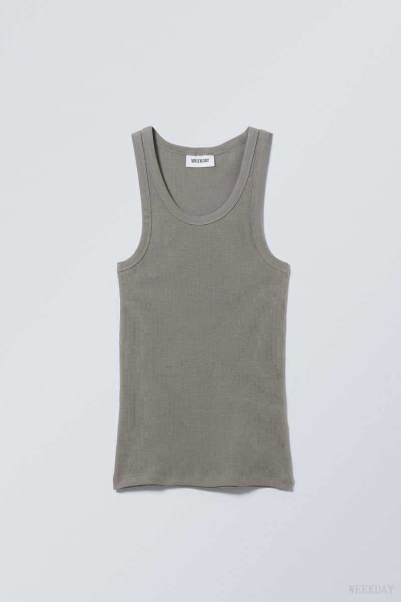 Weekday Close Fitted Tank Top Dark Grey | OCPZ8876