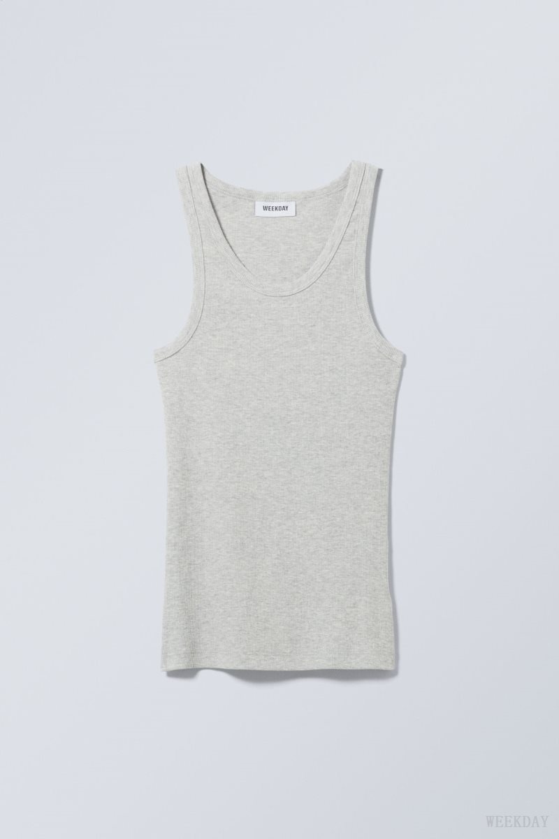 Weekday Close Fitted Tank Top Grey | XKLB6843