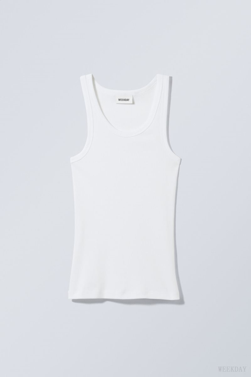 Weekday Close Fitted Tank Top White | DLMW9621