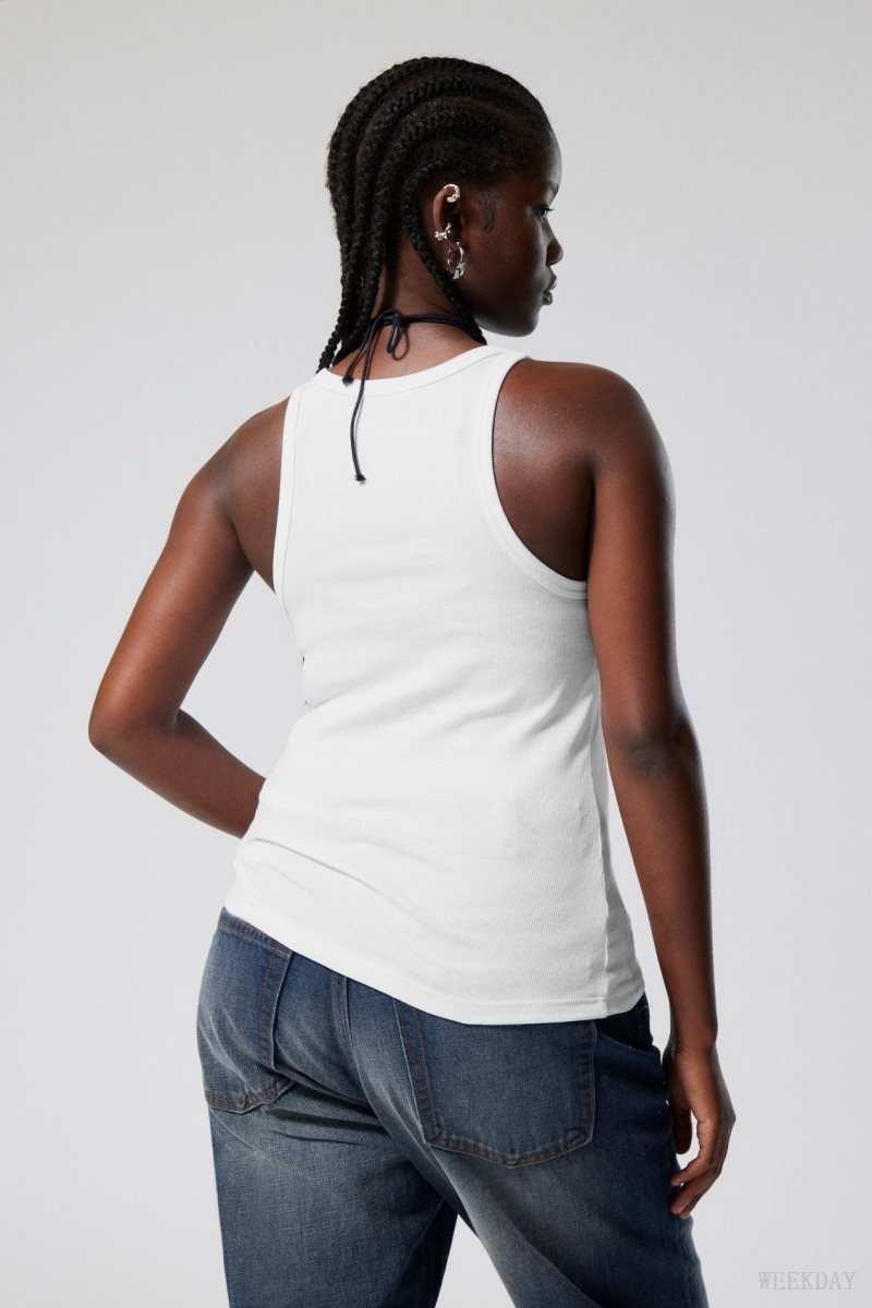 Weekday Close Fitted Tank Top White | DLMW9621