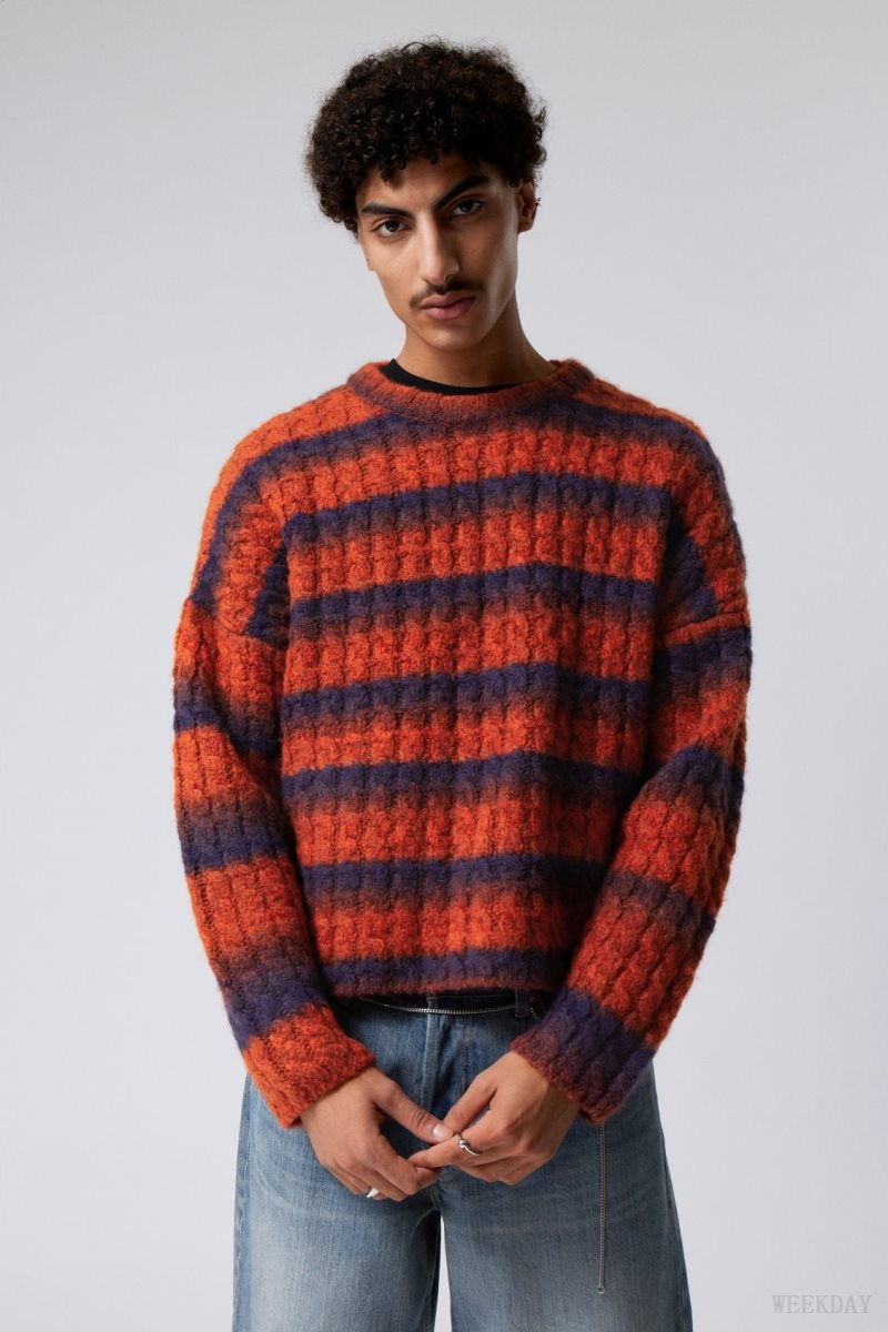 Weekday Connor Wool Blend Sweater Blue / Red | SIFK5717