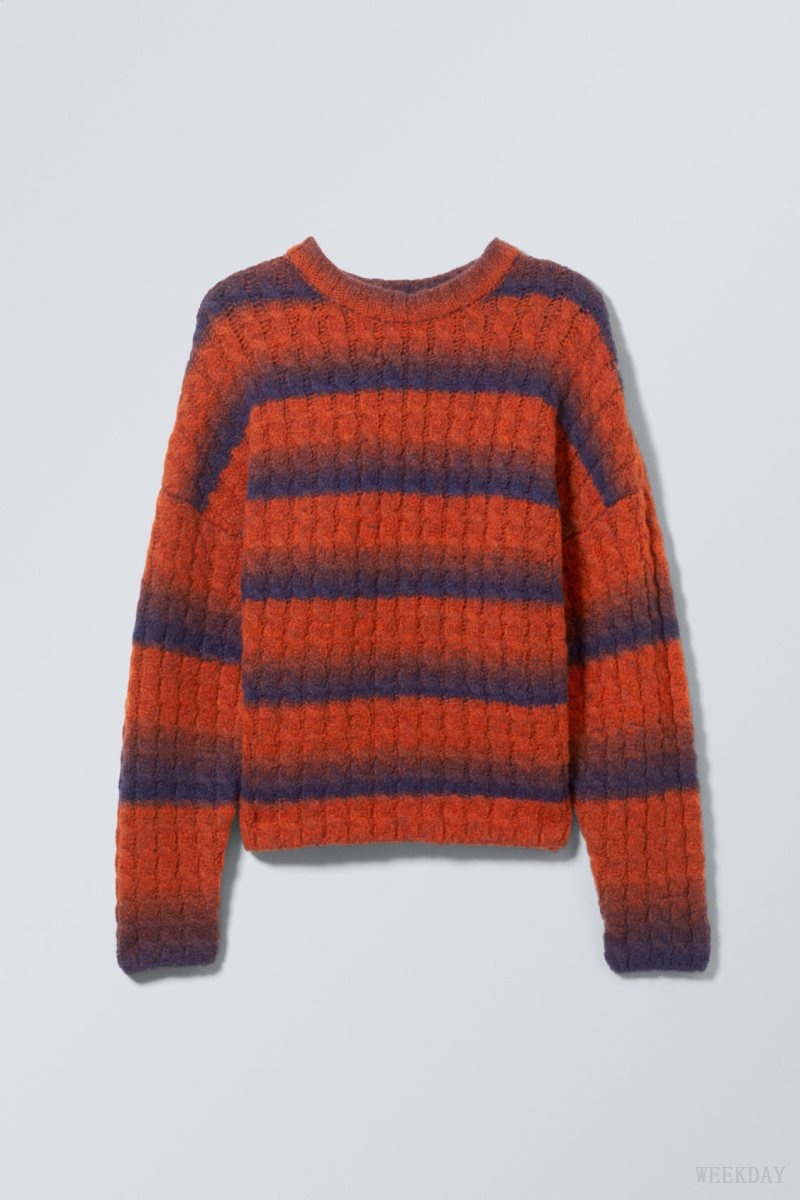 Weekday Connor Wool Blend Sweater Blue / Red | SIFK5717