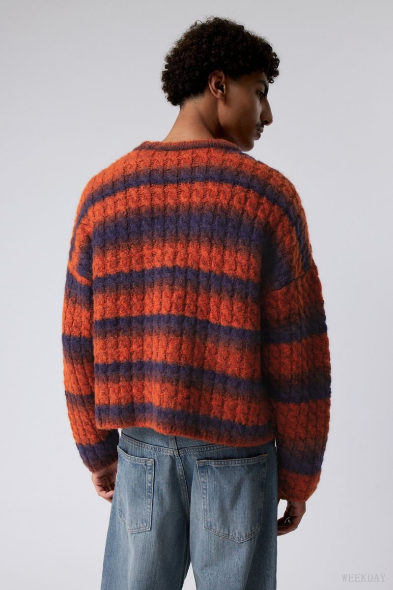 Weekday Connor Wool Blend Sweater Blue / Red | SIFK5717