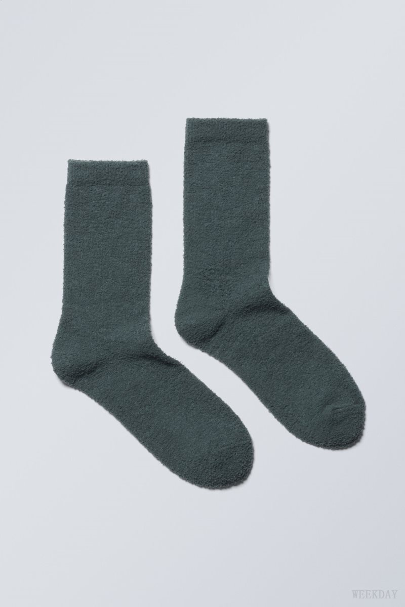 Weekday Cosy Socks Dark Turquoise | XJBW6376