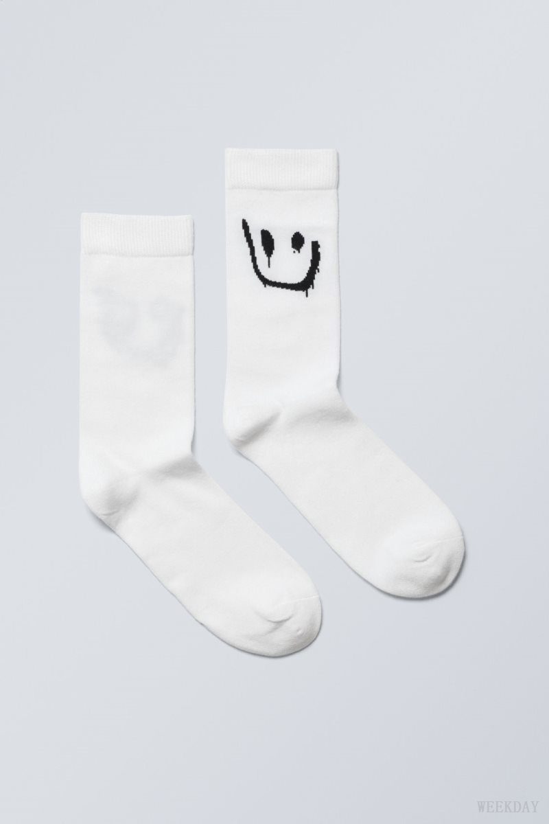 Weekday Cotton Graphic Socks Drippy Smiley | GMIB5941