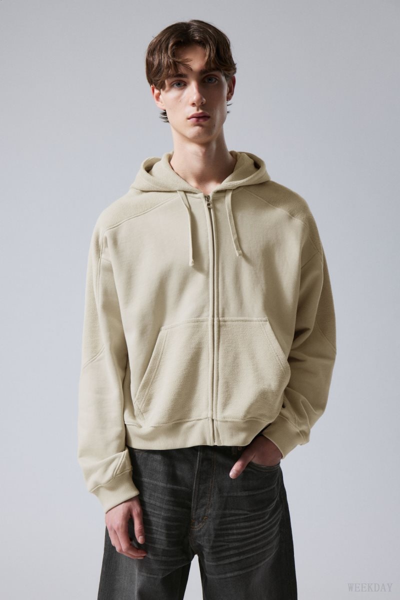 Weekday Craig Zip Hoodie Light Mole | YIGX3719