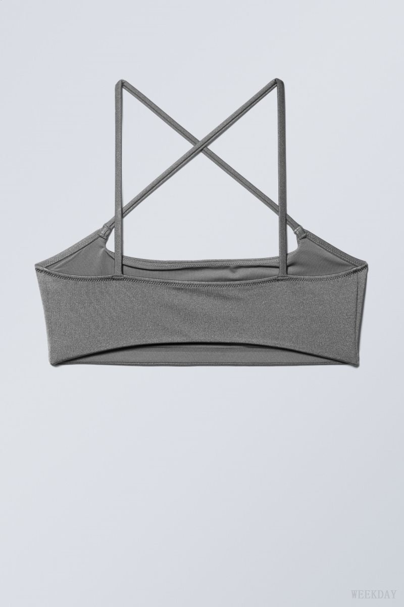 Weekday Cross Front Bikini Top Grey | OXWC9303