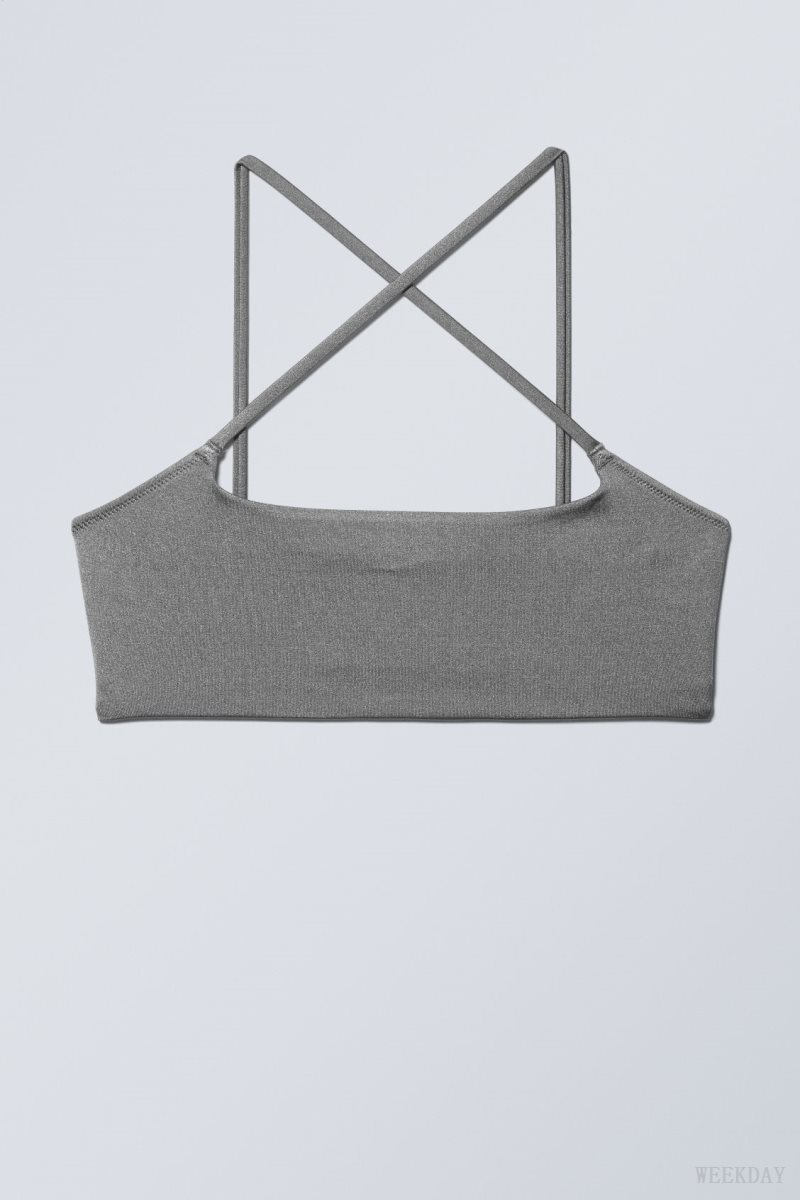 Weekday Cross Front Bikini Top Grey | OXWC9303