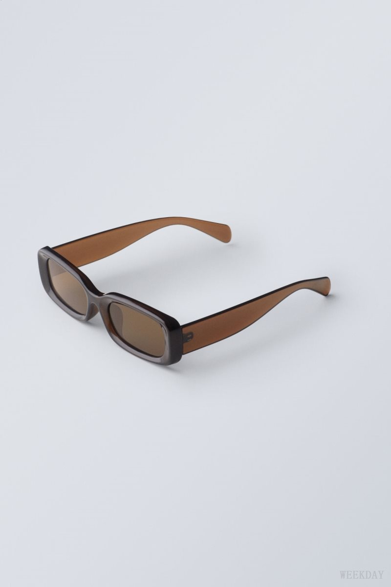 Weekday Cruise Squared Sunglasses Dark Brown | KSYT7553