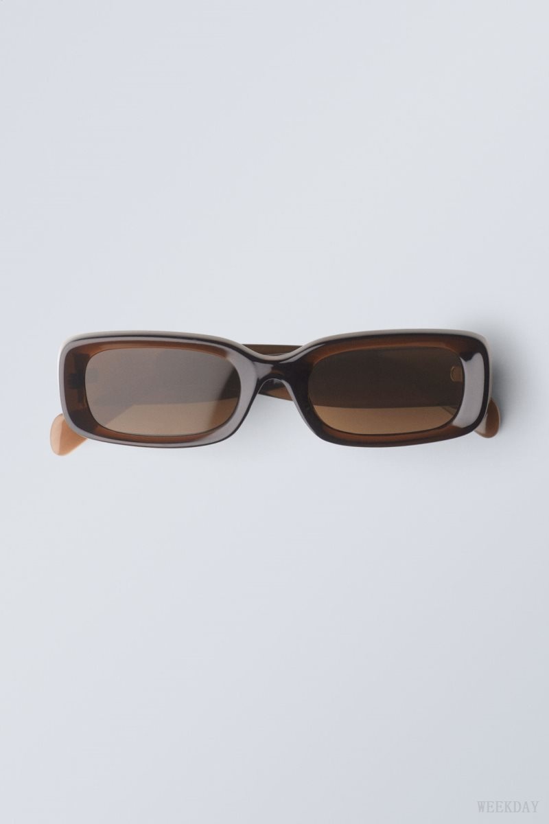 Weekday Cruise Squared Sunglasses Dark Brown | KSYT7553