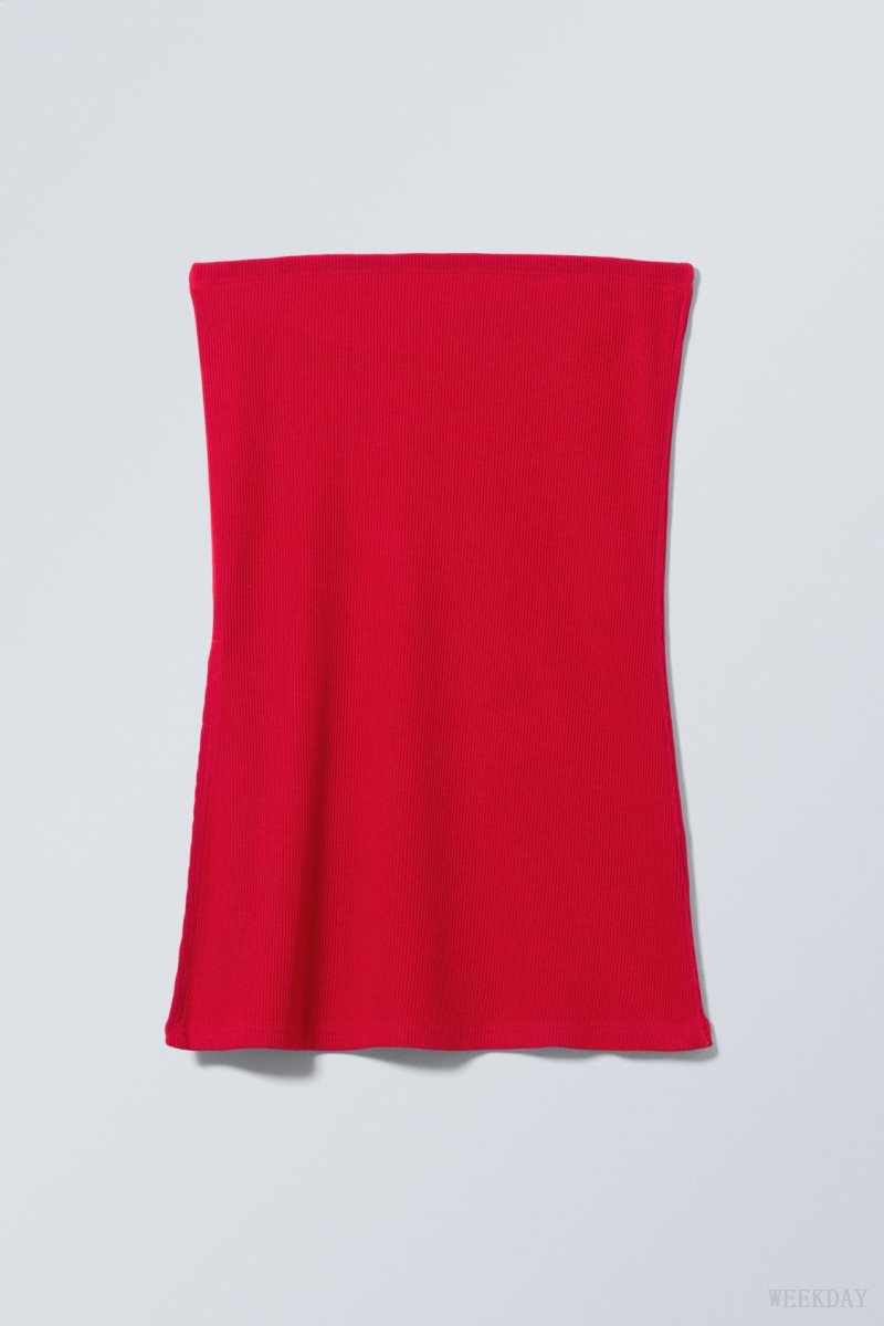 Weekday Cybele Slit Tube Top Red | MVPC8943