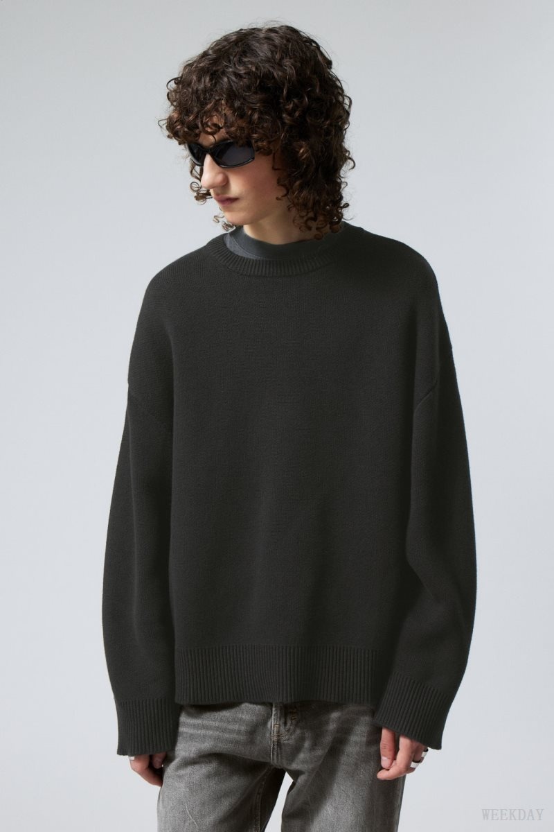 Weekday Cypher Oversized Sweater Black | WYNU7380