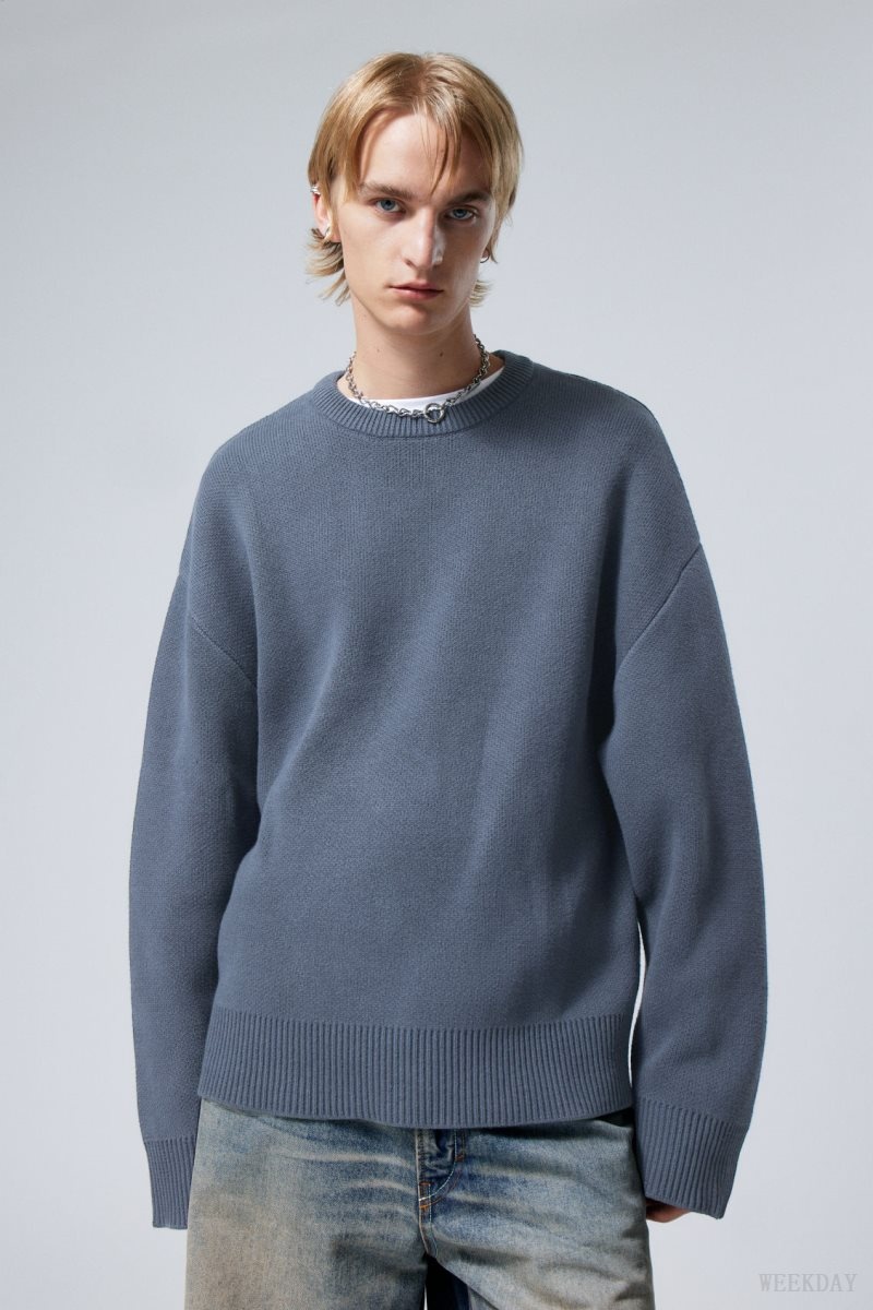 Weekday Cypher Oversized Sweater Blue | XBNO6100