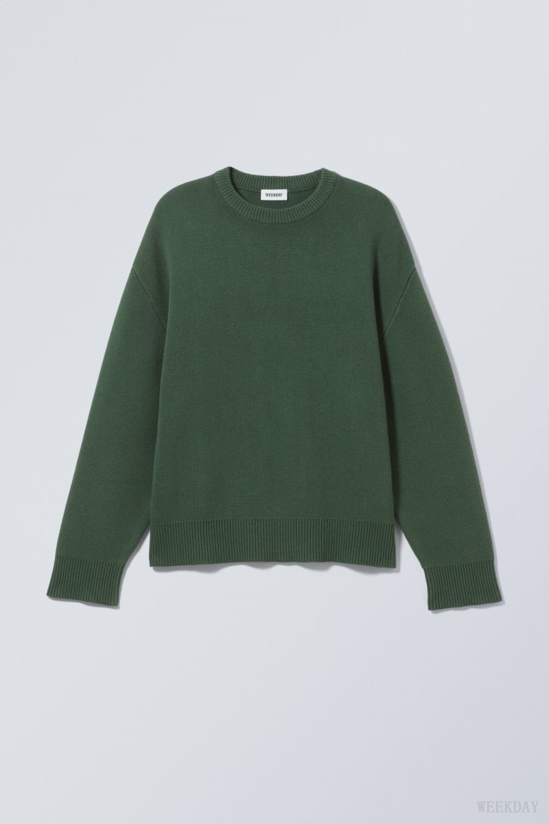 Weekday Cypher Oversized Sweater Dark Green | VQBJ5167