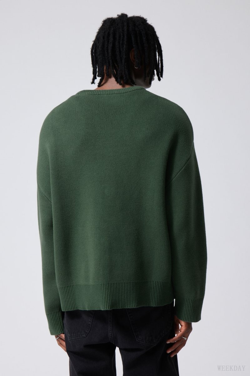 Weekday Cypher Oversized Sweater Dark Green | VQBJ5167