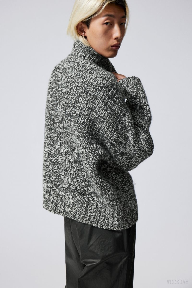 Weekday Cypher Wool Blend Turtleneck Sweater Mole Melange | STFH6669