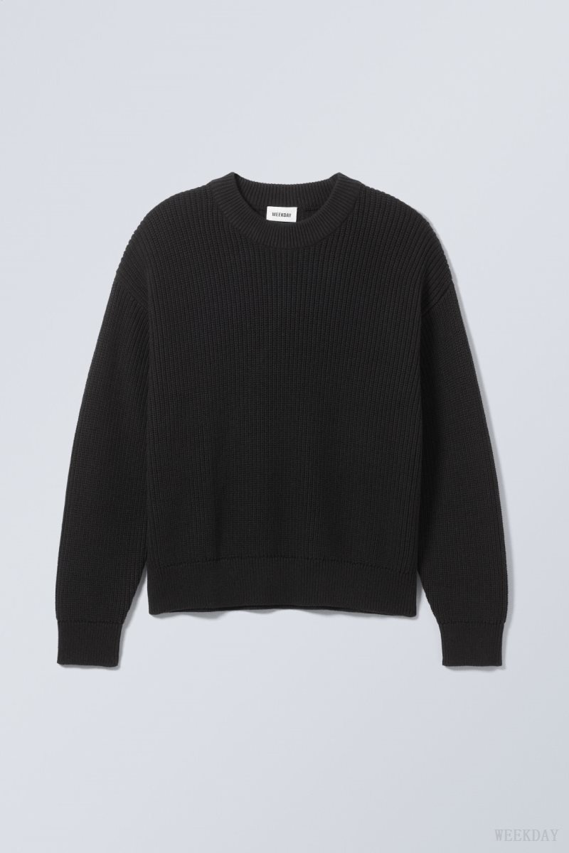 Weekday Daniel Regular Sweatshirt Black | WFIN8618