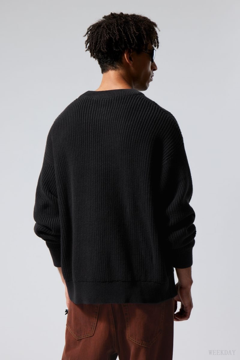 Weekday Daniel Regular Sweatshirt Black | WFIN8618