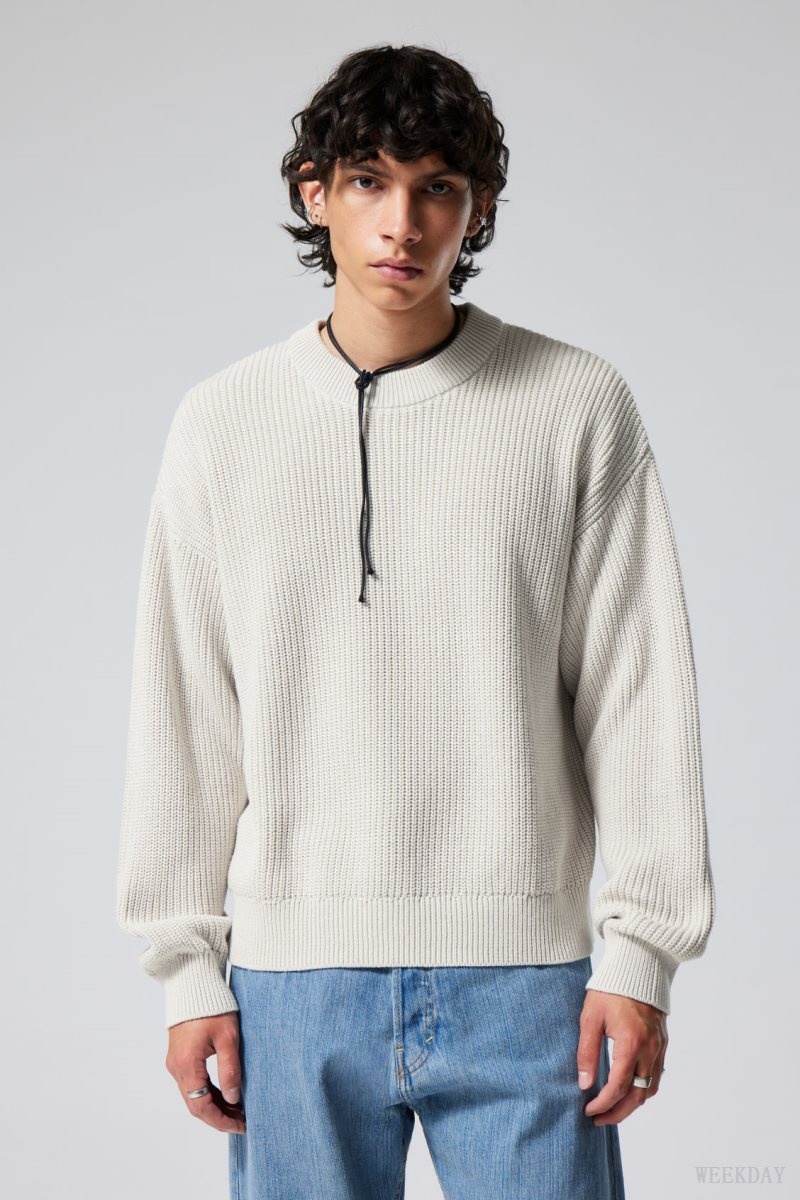 Weekday Daniel Regular Sweatshirt Ecru | QWPI4358