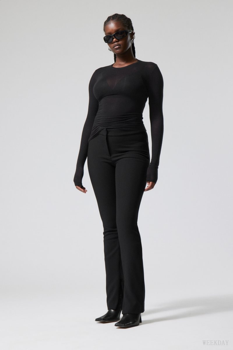 Weekday Dessa slim Trousers Black | ONLQ0969