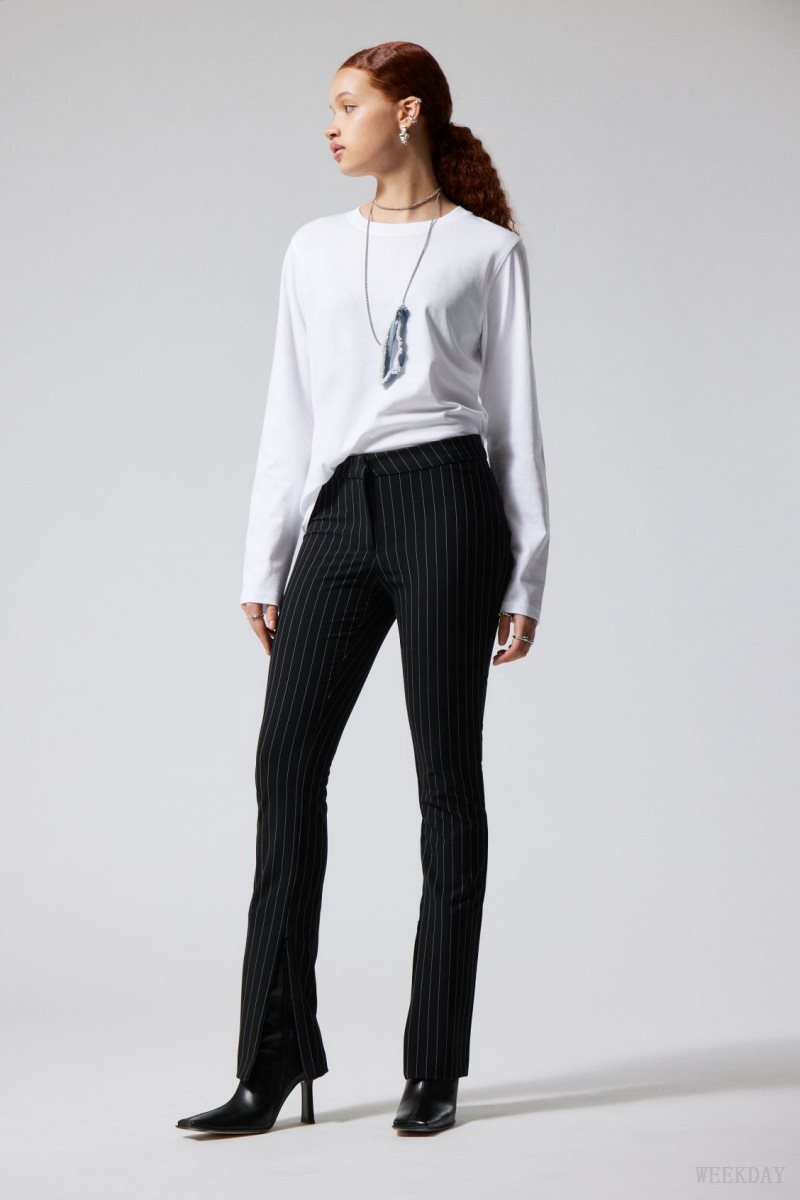 Weekday Dessa slim Trousers Pinstripe | XCPY2470