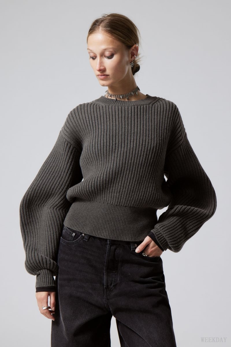 Weekday Dion Sculptural Sweater Dark Mole | GPLF9701