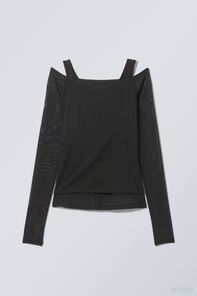 Weekday Double Layer Long Sleeve Black | THXY0320